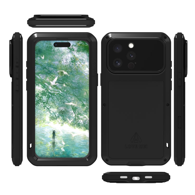 For iPhone 16 Pro Max LOVE MEI Metal Shockproof Life Waterproof Dustproof Phone Case(Black) - free shipping - PMC Jewellery - Order now!
