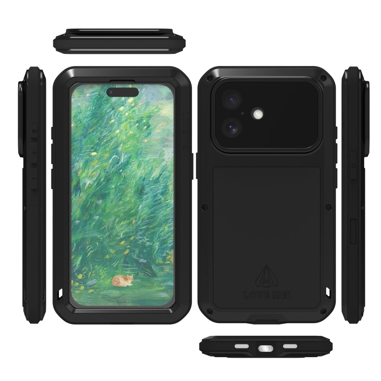 For iPhone 16 LOVE MEI Metal Shockproof Life Waterproof Dustproof Phone Case(Army Green) - free shipping - PMC Jewellery - Order now!