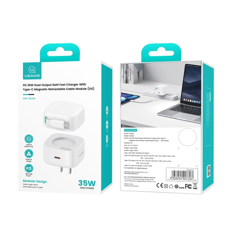 USAMS US-CC203 SMF Series PD35W Dual Type-C Port GaN Fast Charger, US Plug(Black) - free shipping - PMC Jewellery - Order now!