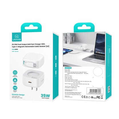 USAMS US-CC203 SMF Series PD35W Dual Type-C Port GaN Fast Charger, US Plug(White) - USB Charger by USAMS | Online Shopping South Africa | PMC Jewellery | Buy Now Pay Later Mobicred