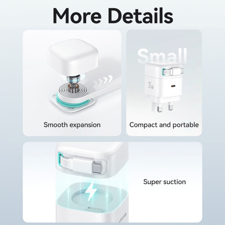 USAMS US-CC204 SMF Series PD35W Dual Type-C Port GaN Fast Charger, UK Plug(White) - USB Charger by USAMS | Online Shopping South Africa | PMC Jewellery | Buy Now Pay Later Mobicred