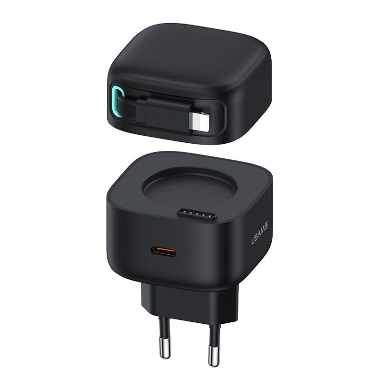 USAMS US-CC209 SMF Series PD35W 8 Pin + Type-C Dual Port GaN Fast Charger, EU Plug(Black) - free shipping - PMC Jewellery - Order now!