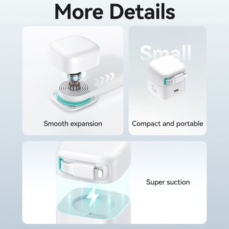 USAMS US-CC210 SMF Series PD35W 8 Pin + Type-C Dual Port GaN Fast Charger, US Plug(White) - free shipping - PMC Jewellery - Order now!