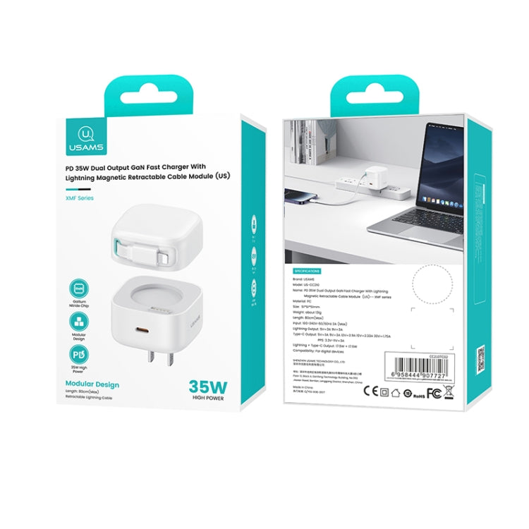 USAMS US-CC210 SMF Series PD35W 8 Pin + Type-C Dual Port GaN Fast Charger, US Plug(Black) - free shipping - PMC Jewellery - Order now!