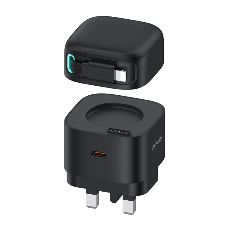 USAMS US-CC211 SMF Series PD35W 8 Pin + Type-C Dual Port GaN Fast Charger, UK Plug(Black) - free shipping - PMC Jewellery - Order now!