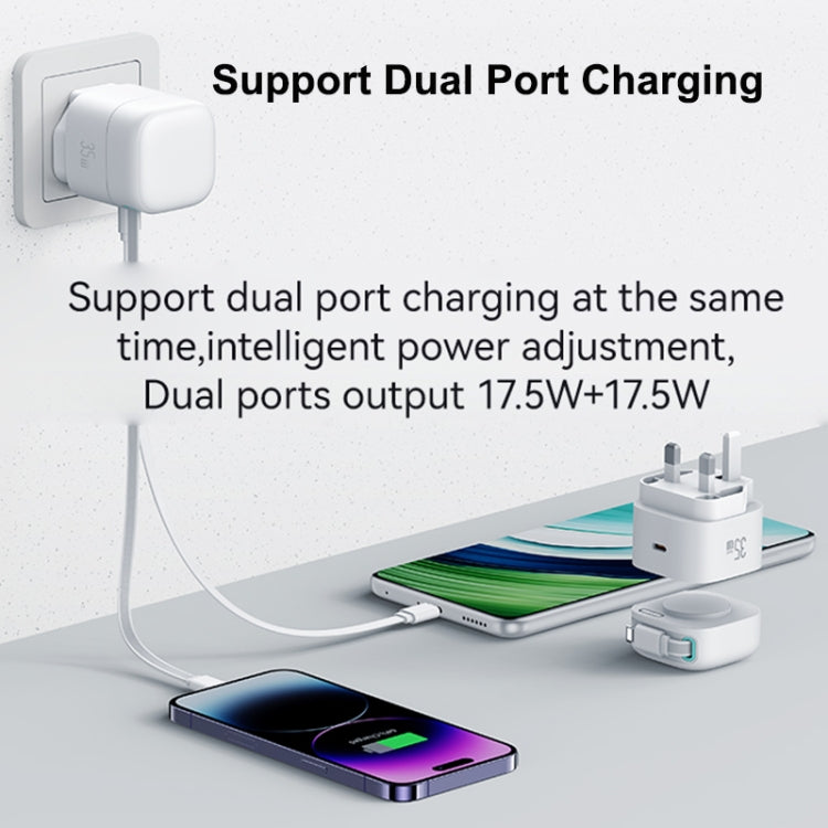 USAMS US-CC211 SMF Series PD35W 8 Pin + Type-C Dual Port GaN Fast Charger, UK Plug(Black) - free shipping - PMC Jewellery - Order now!