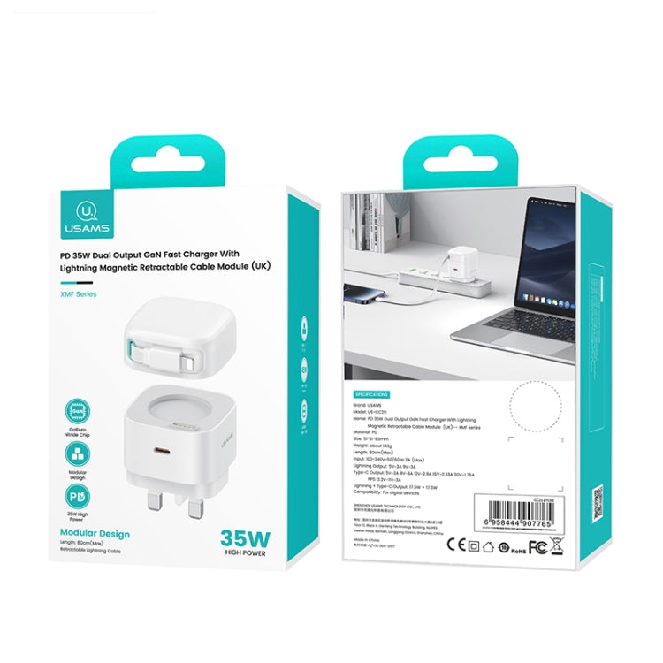 USAMS US-CC211 SMF Series PD35W 8 Pin + Type-C Dual Port GaN Fast Charger, UK Plug(Black) - free shipping - PMC Jewellery - Order now!