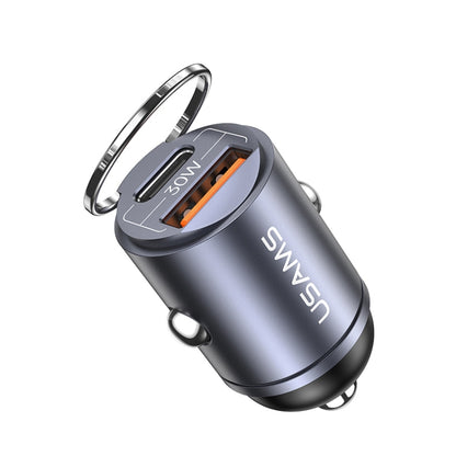 USAMS US-CC206 C38 PD30W USB + Type-C Dual Port Fast Charging Aluminum Alloy Car Charger(Tarnish) - Car Charger by USAMS | Online Shopping South Africa | PMC Jewellery | Buy Now Pay Later Mobicred