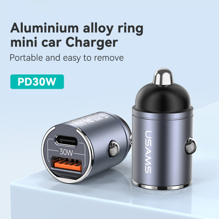 USAMS US-CC206 C38 PD30W USB + Type-C Dual Port Fast Charging Aluminum Alloy Car Charger(Tarnish) - Car Charger by USAMS | Online Shopping South Africa | PMC TechLife | Buy Now Pay Later Mobicred