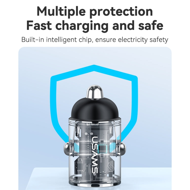 USAMS US-CC206 C38 PD30W USB + Type-C Dual Port Fast Charging Aluminum Alloy Car Charger(Tarnish) - Car Charger by USAMS | Online Shopping South Africa | PMC TechLife | Buy Now Pay Later Mobicred