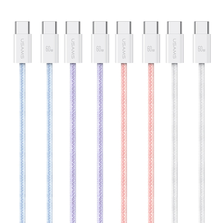 USAMS US-SJ656 U86 PD60W USB-C/Type-C to USB-C/Type-C Rainbow Braided Fast Charging Data Cable, Length: 1.2m(White) - USB-C & Type-C Cable by USAMS | Online Shopping South Africa | PMC Jewellery | Buy Now Pay Later Mobicred