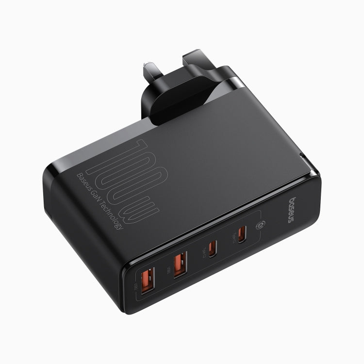 Baseus GaN5 Pro Fast Charger 100W Type-Cx2 + USBx2 with 1m Type-C Cable, UK Plug(Black) - USB Charger by Baseus | Online Shopping South Africa | PMC Jewellery