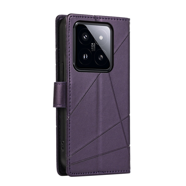 For Xiaomi 14 Pro PU Genuine Leather Texture Embossed Line Phone Case(Purple) - 14 Pro Cases by PMC Jewellery | Online Shopping South Africa | PMC Jewellery | Buy Now Pay Later Mobicred