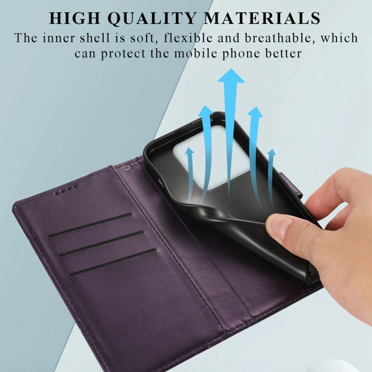 For Xiaomi 14 Pro PU Genuine Leather Texture Embossed Line Phone Case(Purple) - 14 Pro Cases by PMC Jewellery | Online Shopping South Africa | PMC Jewellery | Buy Now Pay Later Mobicred