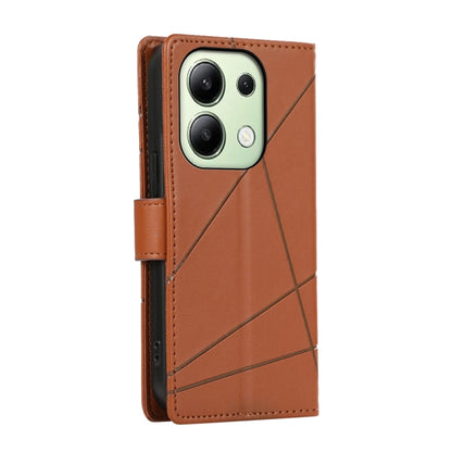 For Xiaomi Redmi Note 13 4G PU Genuine Leather Texture Embossed Line Phone Case(Brown) - Note 13 Cases by PMC Jewellery | Online Shopping South Africa | PMC Jewellery | Buy Now Pay Later Mobicred