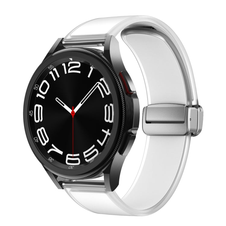 For Samsung Galaxy Watch6 / 5 / 4 Translucent Magnetic Silver Buckle Silicone Watch Band(White) - free shipping - PMc TechLife - Order now!