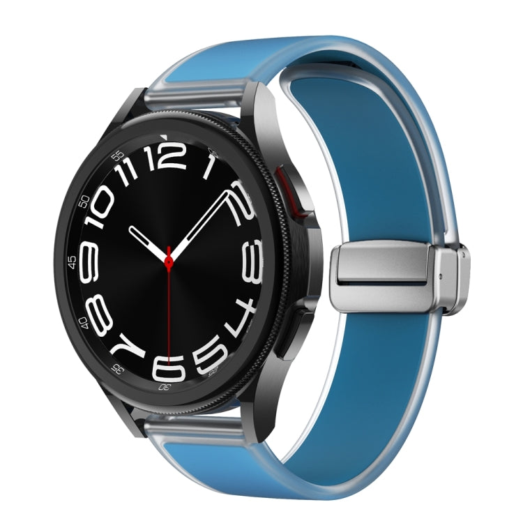 For Samsung Galaxy Watch6 / 5 / 4 Translucent Magnetic Silver Buckle Silicone Watch Band(Blue) - free shipping - PMc TechLife - Order now!
