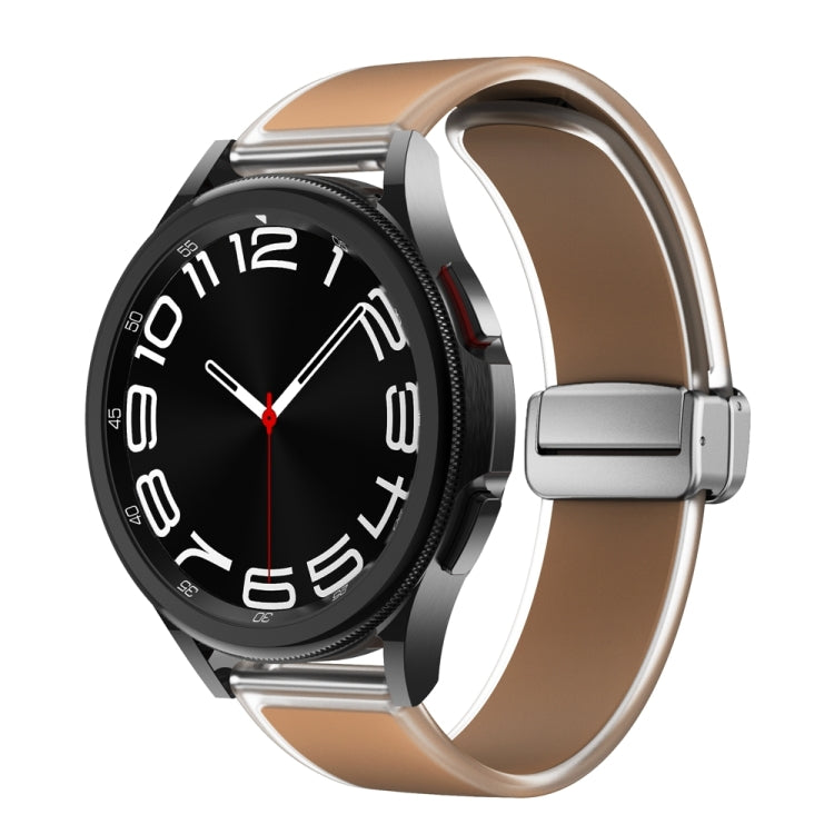 For Samsung Galaxy Watch6 / 5 / 4 Translucent Magnetic Silver Buckle Silicone Watch Band(Dark Brown) - free shipping - PMc TechLife - Order now!