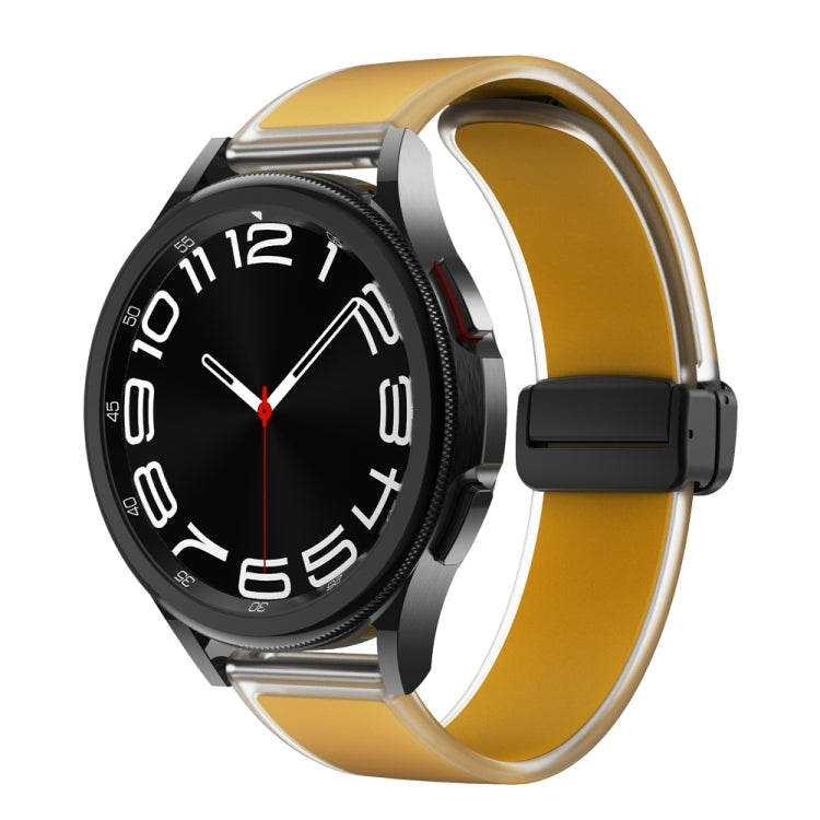 For Samsung Galaxy Watch6 / 5 / 4 Translucent Magnetic Black Buckle Silicone Watch Band(Dark Yellow) - free shipping - PMc TechLife - Order now!