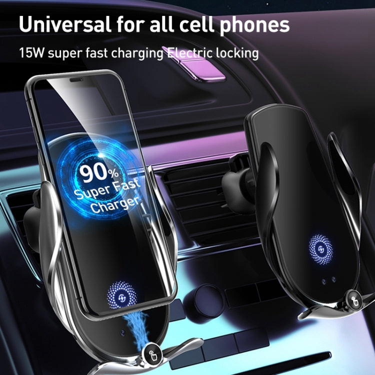 M1 Electric Opening/Closing Wireless Fast Charging Air Outlet Car Holder(Black) - Wireless Charger Holders by PMC TechLife | Online Shopping South Africa | PMC TechLife | Buy Now Pay Later Mobicred