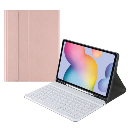 For Samsung Galaxy Tab S9 FE+ Square Cap Bluetooth Keyboard Leather Case with Pen Slot(Rose Gold) - Samsung Keyboard by PMC Jewellery | Online Shopping South Africa | PMC Jewellery