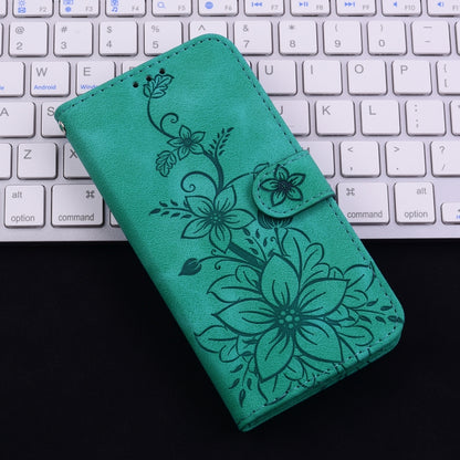 For Honor Magic6 Pro Lily Embossed Leather Phone Case(Green) - Honor Cases by PMC Jewellery | Online Shopping South Africa | PMC Jewellery | Buy Now Pay Later Mobicred