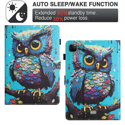 For iPad Pro 11 2024 Colored Drawing Stitching Leather Tablet Smart Case(Owl) - iPad Pro 11 2024 Cases by PMC Jewellery | Online Shopping South Africa | PMC Jewellery | Buy Now Pay Later Mobicred