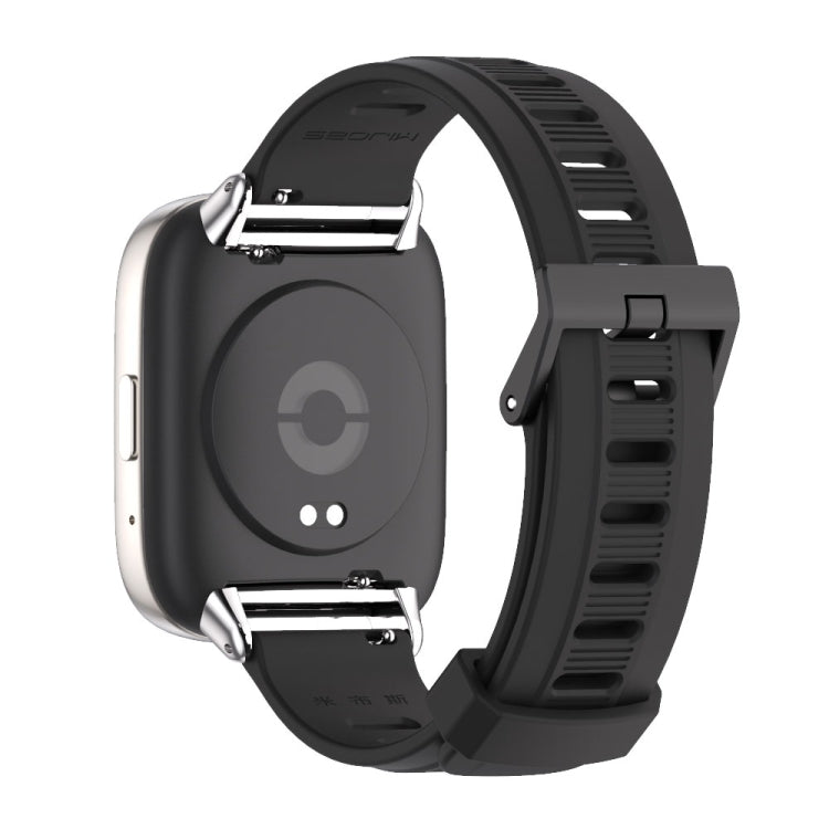 For Redmi Watch 3 Lite / Watch 3 Active Mijobs Flat Hole Breathable TPU Watch Band(Black+Silver) - Watch Bands by MIJOBS | Online Shopping South Africa | PMC TechLife | Buy Now Pay Later Mobicred