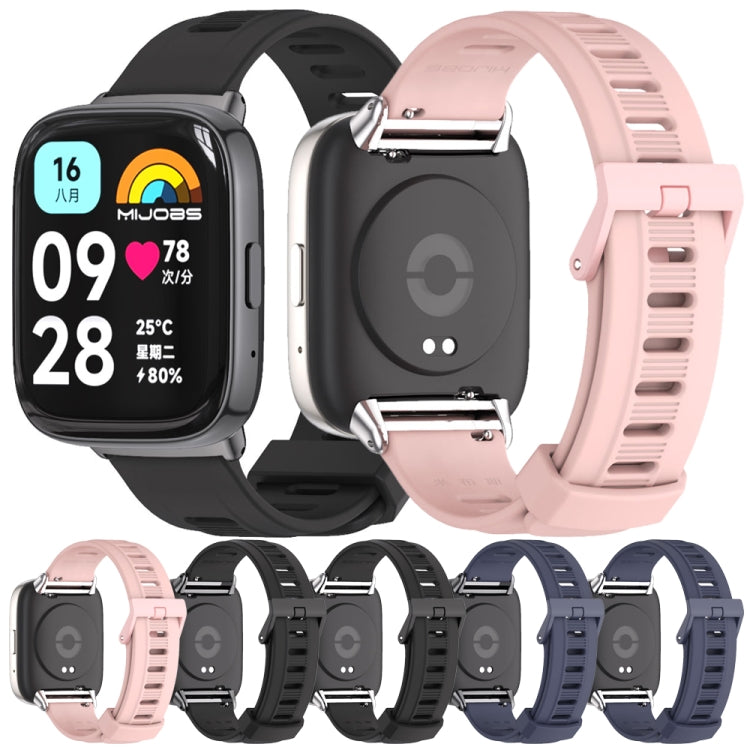 For Redmi Watch 3 Lite / Watch 3 Active Mijobs Flat Hole Breathable TPU Watch Band(Black+Silver) - Watch Bands by MIJOBS | Online Shopping South Africa | PMC TechLife | Buy Now Pay Later Mobicred