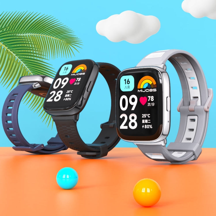 For Redmi Watch 3 Lite / Watch 3 Active Mijobs Flat Hole Breathable TPU Watch Band(Black+Silver) - Watch Bands by MIJOBS | Online Shopping South Africa | PMC TechLife | Buy Now Pay Later Mobicred