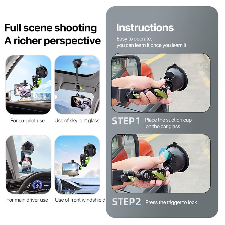 Single Suction Cup Pea Clamp Arm Holder 23cm with Metal Phone Clamp - Car Holders by PMC TechLife | Online Shopping South Africa | PMC TechLife | Buy Now Pay Later Mobicred