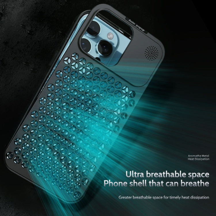 For iPhone 15 Plus R-JUST RJ58 Aromatherapy Metal Cooling Phone Case(Grey) - iPhone 15 Plus Cases by R-JUST | Online Shopping South Africa | PMC Jewellery