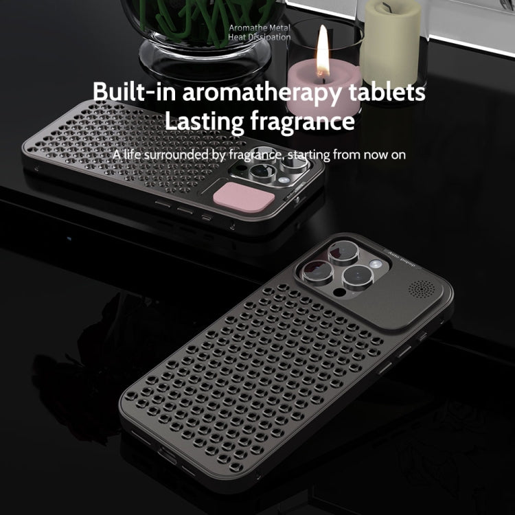 For iPhone 15 R-JUST RJ58 Aromatherapy Metal Cooling Phone Case(Black) - iPhone 15 Cases by R-JUST | Online Shopping South Africa | PMC Jewellery