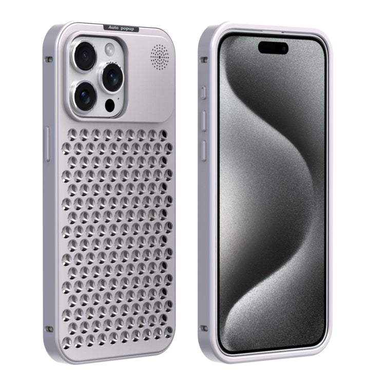 For iPhone 15 Pro Max R-JUST RJ58 Aromatherapy Metal Cooling Phone Case(Silver) - iPhone 15 Pro Max Cases by R-JUST | Online Shopping South Africa | PMC Jewellery