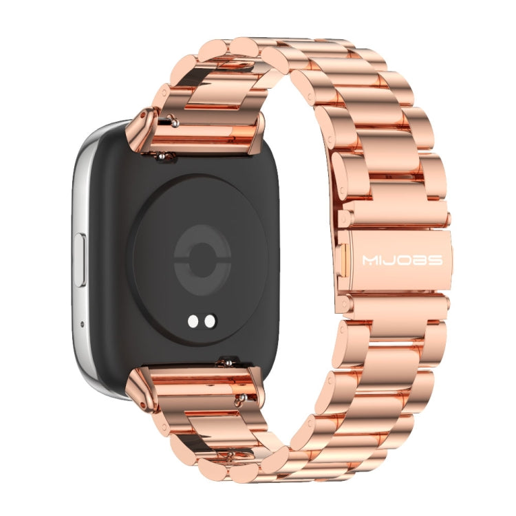 For Redmi Watch 3 Lite / Watch 3 Active Mijobs Three-Bead Metal Stainless Steel Watch Band(Rose Gold) - free shipping - PMC TechLife - Order now!