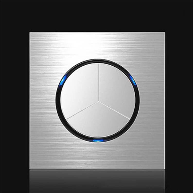 86mm Gray Aluminum Wire Drawing LED Switch Panel, Style:Triple Open Dual Control - Switch by PMC Jewellery | Online Shopping South Africa | PMC Jewellery | Buy Now Pay Later Mobicred