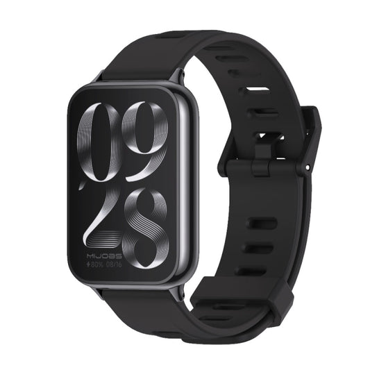 For Xiaomi Mi Band 8 Pro Mijobs Flat Hole Breathable Silicone Watch Band(Black) - Watch Bands by MIJOBS | Online Shopping South Africa | PMC Jewellery | Buy Now Pay Later Mobicred
