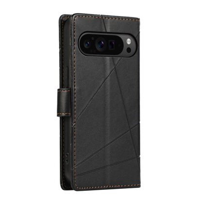 For Google Pixel 9 Pro PU Genuine Leather Texture Embossed Line Phone Case(Black) - Google Cases by PMC Jewellery | Online Shopping South Africa | PMC Jewellery | Buy Now Pay Later Mobicred