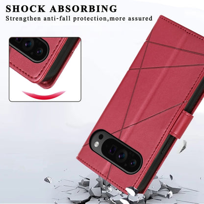 For Google Pixel 9 Pro PU Genuine Leather Texture Embossed Line Phone Case(Red) - Google Cases by PMC Jewellery | Online Shopping South Africa | PMC Jewellery | Buy Now Pay Later Mobicred