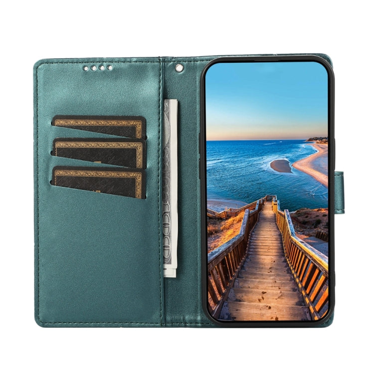 For Google Pixel 9 Pro PU Genuine Leather Texture Embossed Line Phone Case(Green) - Google Cases by PMC Jewellery | Online Shopping South Africa | PMC Jewellery | Buy Now Pay Later Mobicred