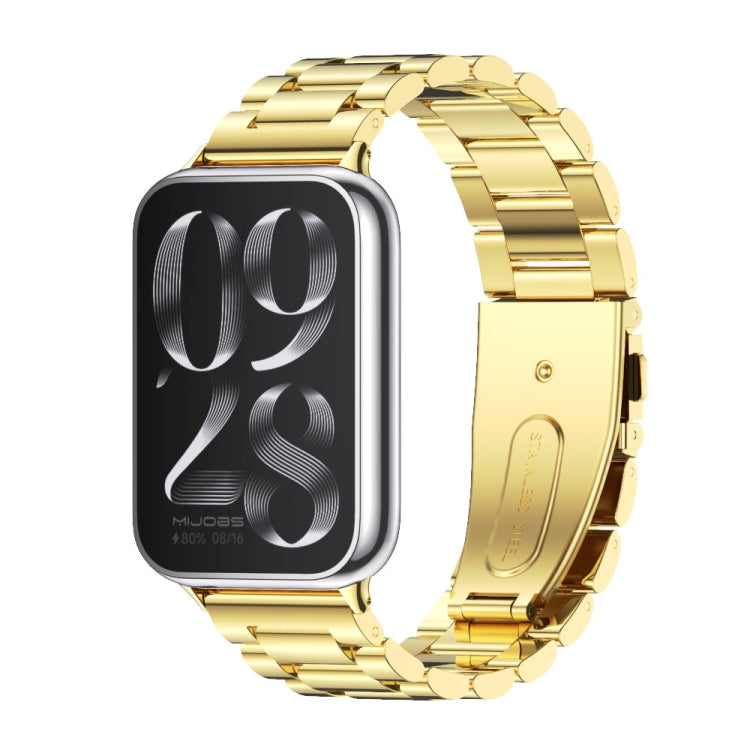 For Xiaomi Smart Band 9 Pro / 8 Pro Mijobs Three Beads Stainless Steel Watch Band(Gold) - free shipping - PMc TechLife - Order now!