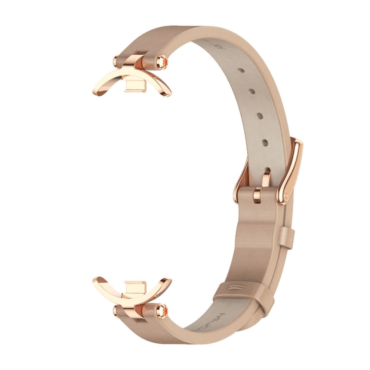 For Xiaomi Smart Band 10 / 9 / 8 Mijobs First Layer Cowhide Watch Band(Apricot Rose Gold) - free shipping - PMC TechLife - Order now!