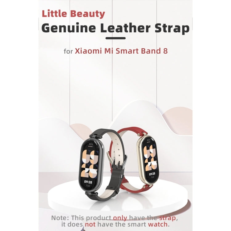 For Xiaomi Smart Band 10 / 9 / 8 Mijobs First Layer Cowhide Watch Band(White Light Gold) - free shipping - PMC TechLife - Order now!