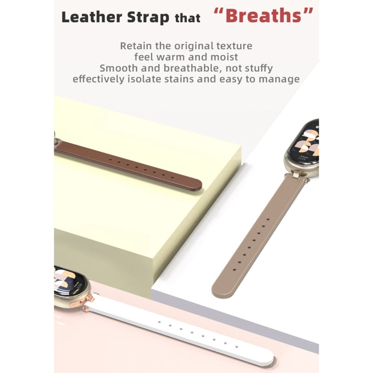 For Xiaomi Smart Band 10 / 9 / 8 Mijobs First Layer Cowhide Watch Band(Apricot Rose Gold) - free shipping - PMC TechLife - Order now!