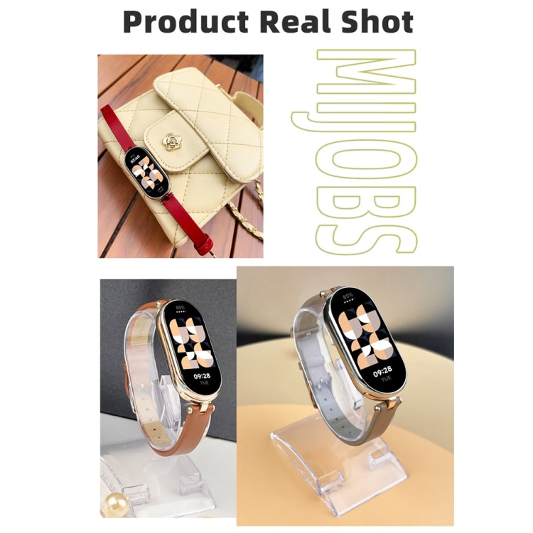 For Xiaomi Smart Band 10 / 9 / 8 Mijobs First Layer Cowhide Watch Band(Apricot Light Gold) - free shipping - PMC TechLife - Order now!
