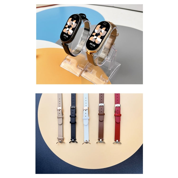 For Xiaomi Smart Band 10 / 9 / 8 Mijobs First Layer Cowhide Watch Band(Apricot Light Gold) - free shipping - PMC TechLife - Order now!