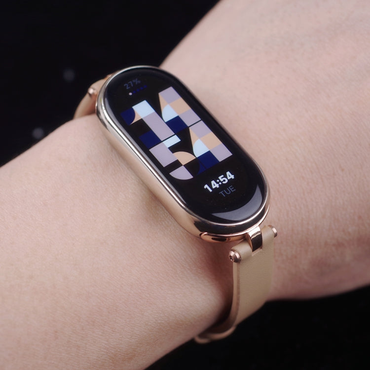 For Xiaomi Smart Band 10 / 9 / 8 Mijobs First Layer Cowhide Watch Band(White Rose Gold) - free shipping - PMC TechLife - Order now!