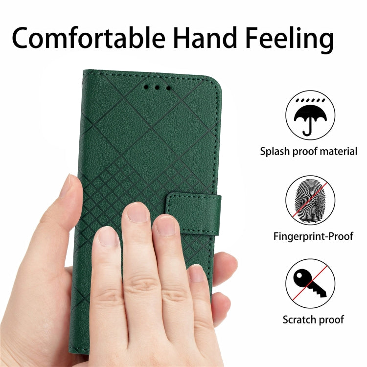 For iPhone 16 Pro Rhombic Grid Texture Leather Phone Case(Green) - iPhone 16 Pro Cases by PMC Jewellery | Online Shopping South Africa | PMC Jewellery | Buy Now Pay Later Mobicred