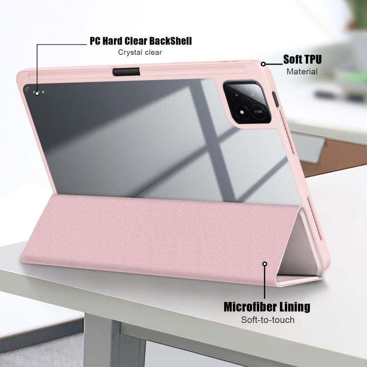 For Xiaomi Pad 6S Pro 12.4 Acrylic 3-Fold Solid Color Smart Leather Tablet Case(Pink) - More Tablet Cases by PMC Jewellery | Online Shopping South Africa | PMC Jewellery | Buy Now Pay Later Mobicred