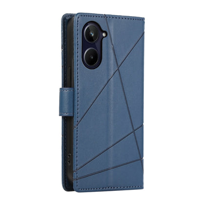 For Realme 10 Pro 5G PU Genuine Leather Texture Embossed Line Phone Case(Blue) - Realme Cases by PMC Jewellery | Online Shopping South Africa | PMC Jewellery | Buy Now Pay Later Mobicred